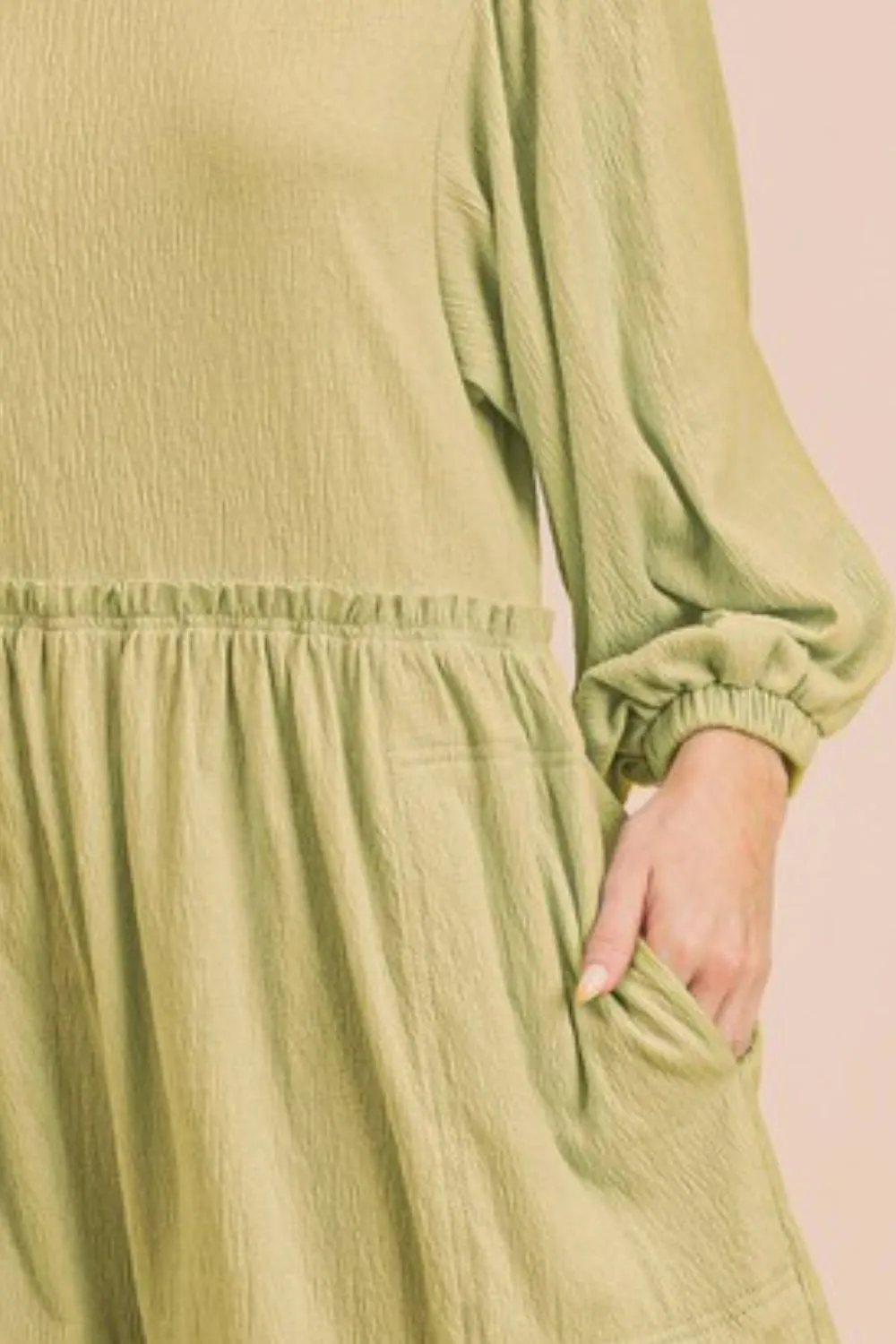 Aemi   Co Frill Round Neck Long Sleeve Romper with Pockets