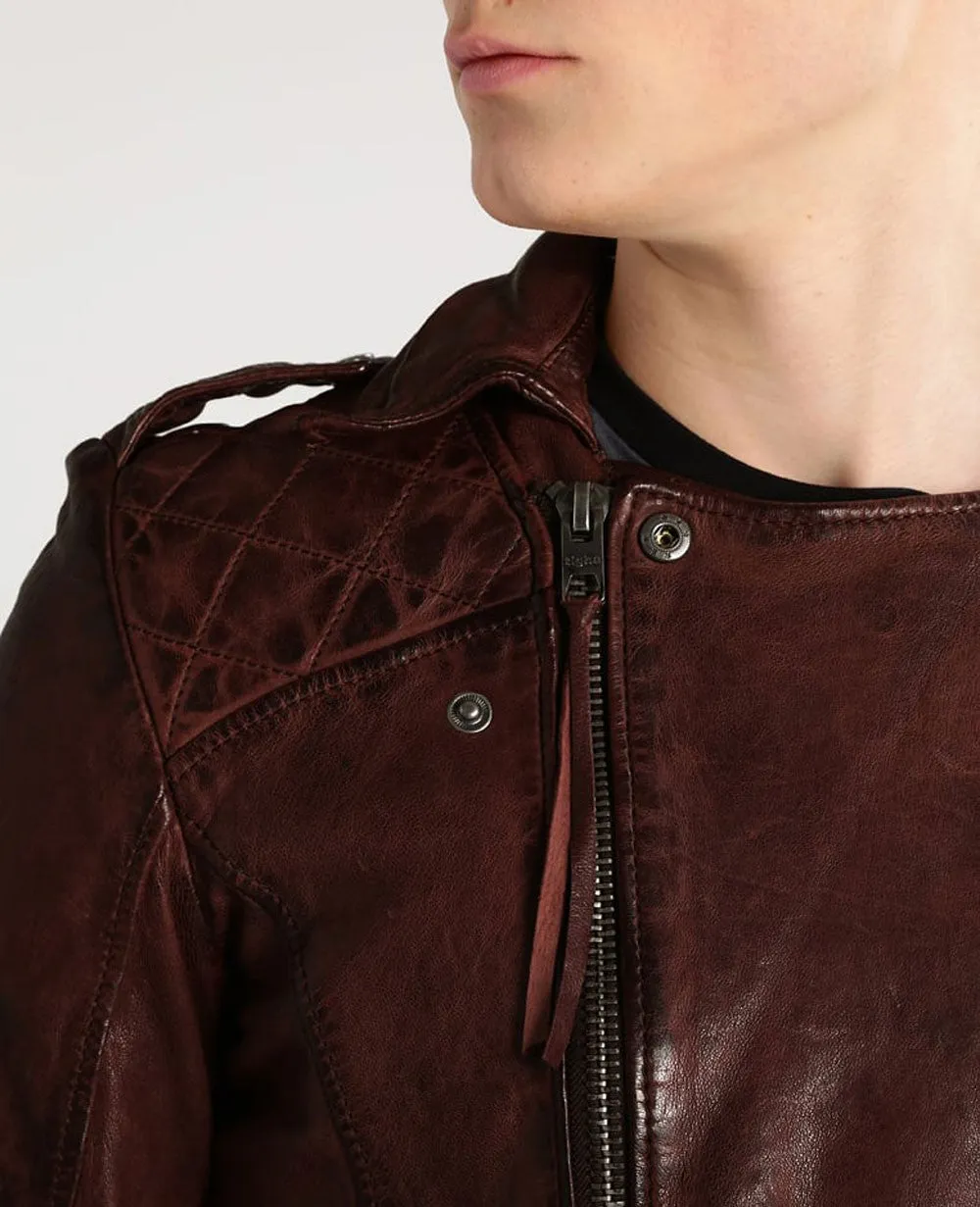 Aero Real Leather Jacket Men Brown Biker Motorcycle Genuine