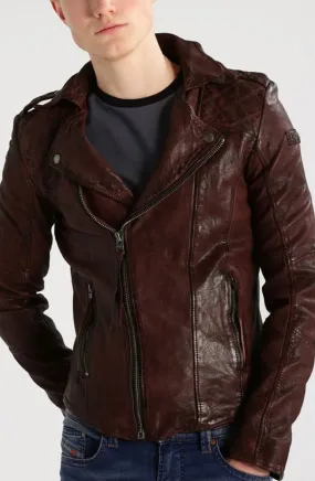Aero Real Leather Jacket Men Brown Biker Motorcycle Genuine