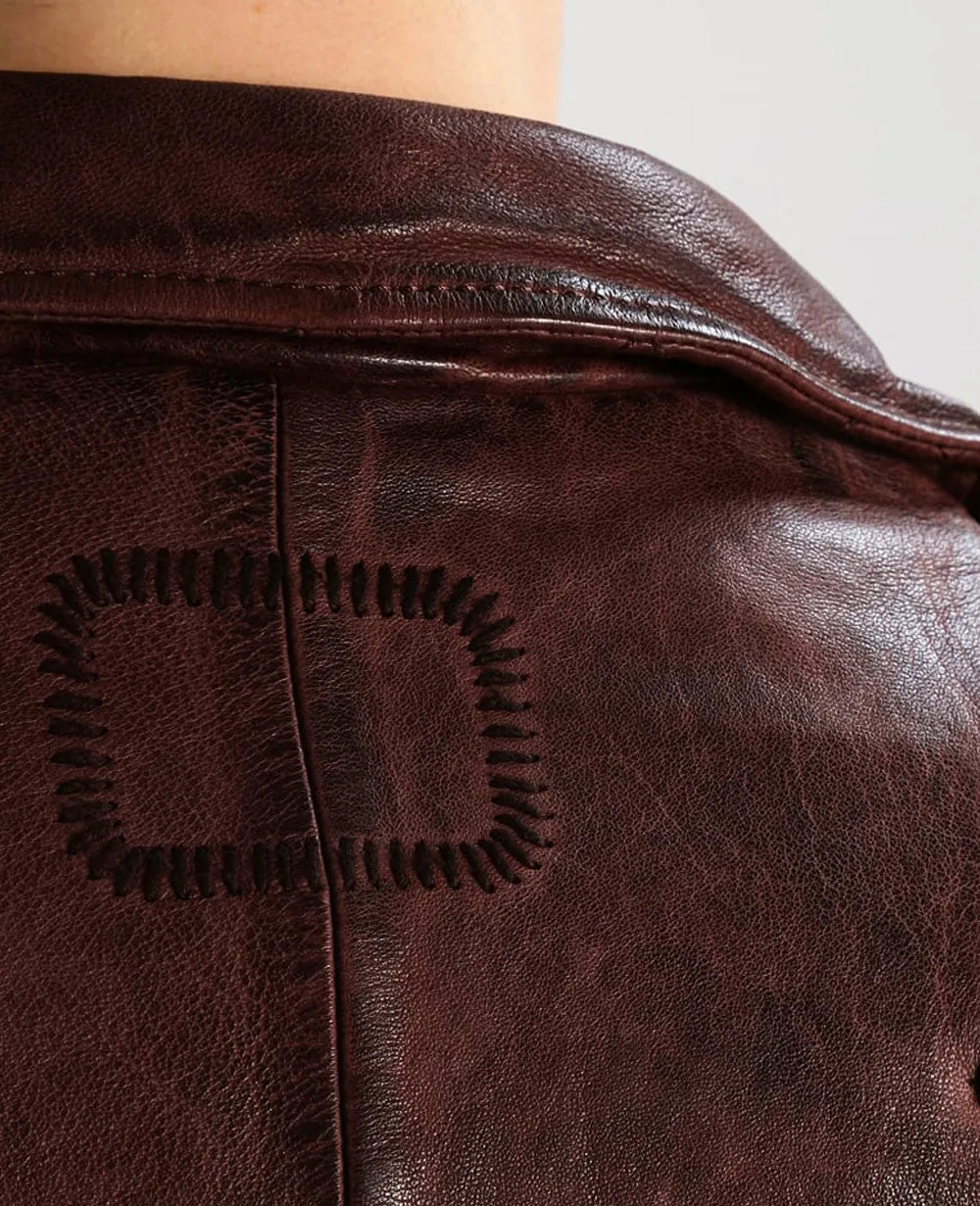 Aero Real Leather Jacket Men Brown Biker Motorcycle Genuine