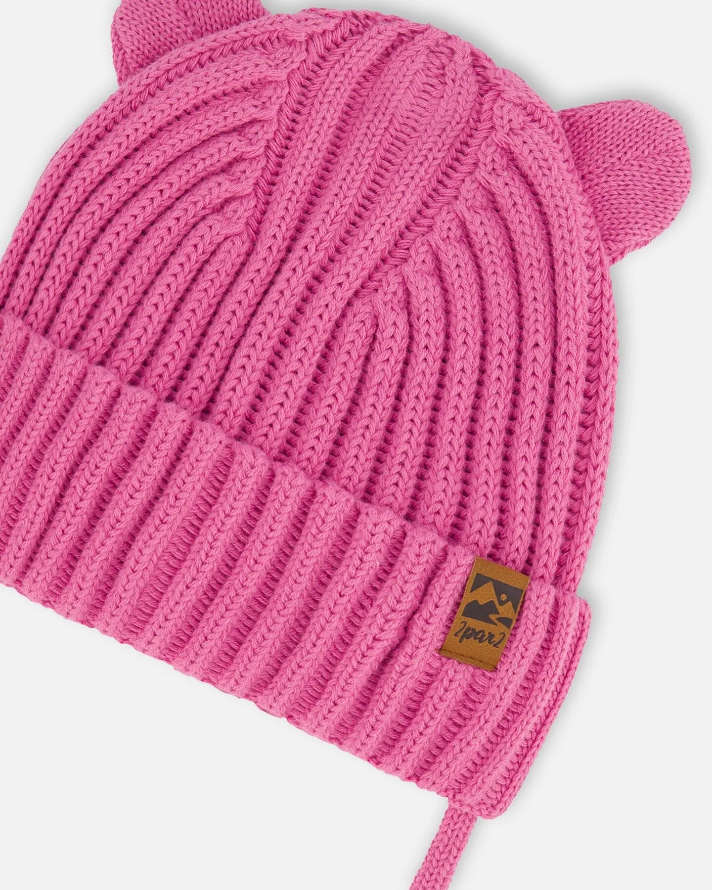 Baby Knit Hat With Strings Vibrant Pink