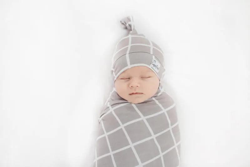 Baby Top Knot Hat | Sand Grid