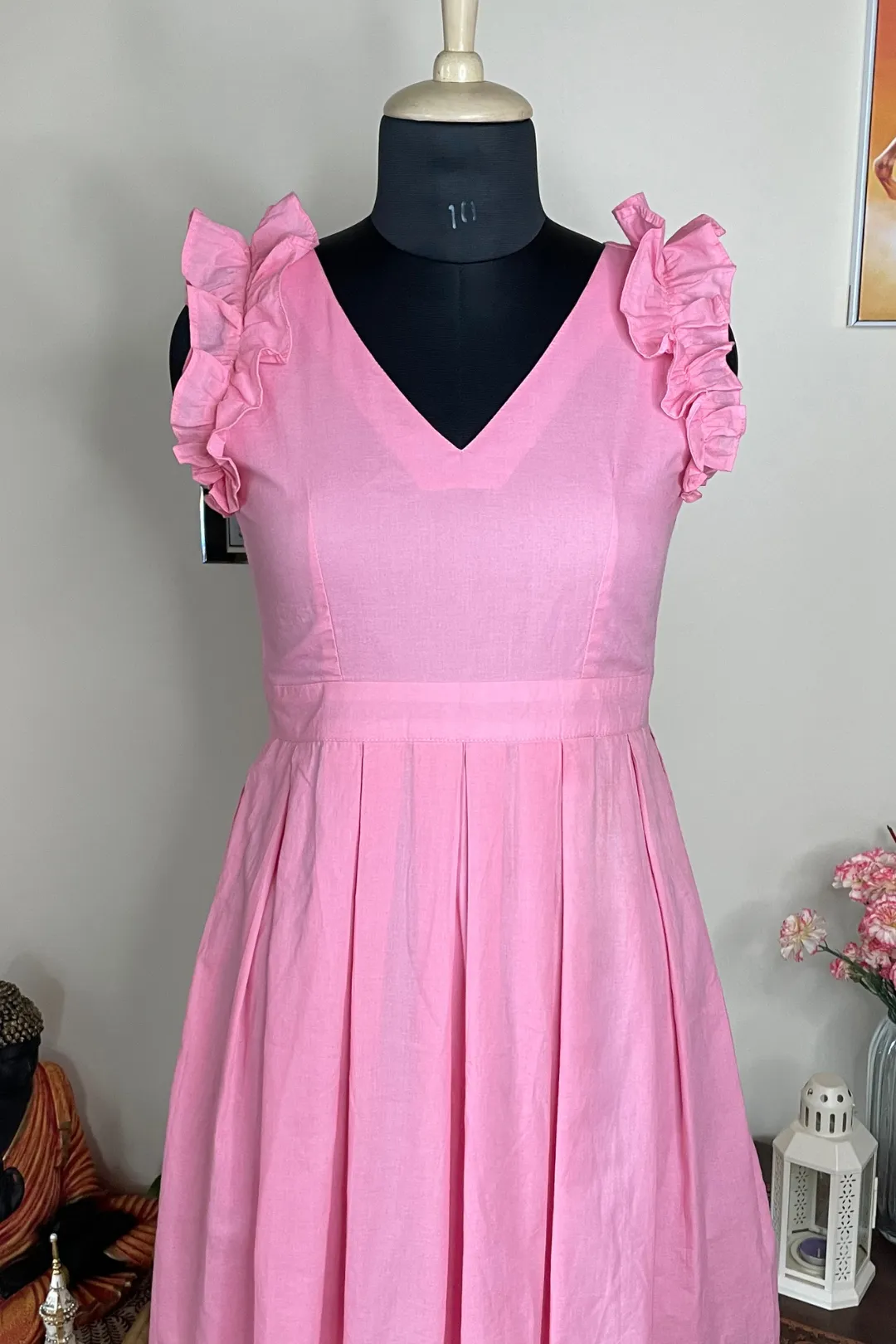 Barbie - Salmon Pink Sleevless Box Pleat Mini Dress