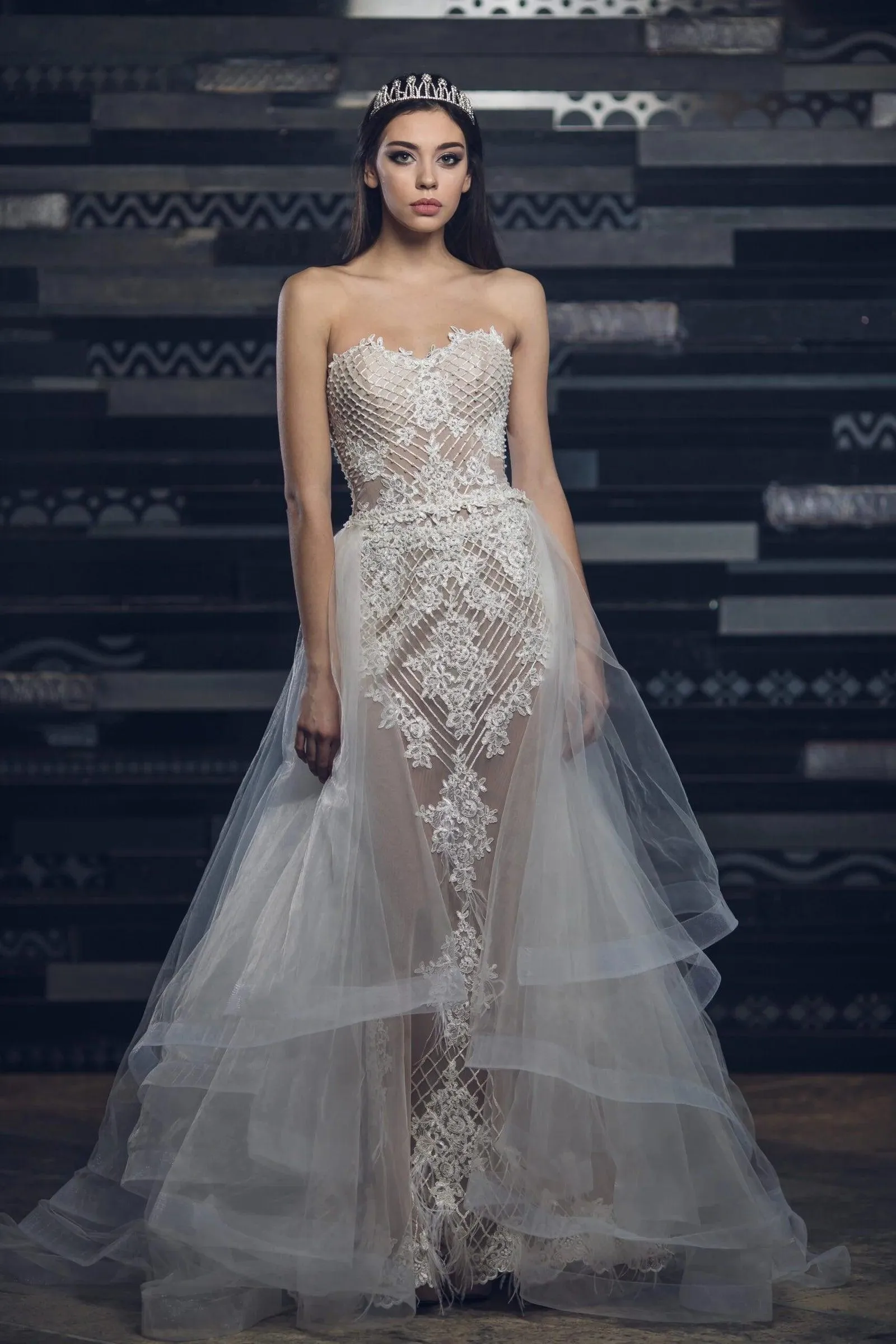 Black Lace wedding dress Gothic Unique Gown with train