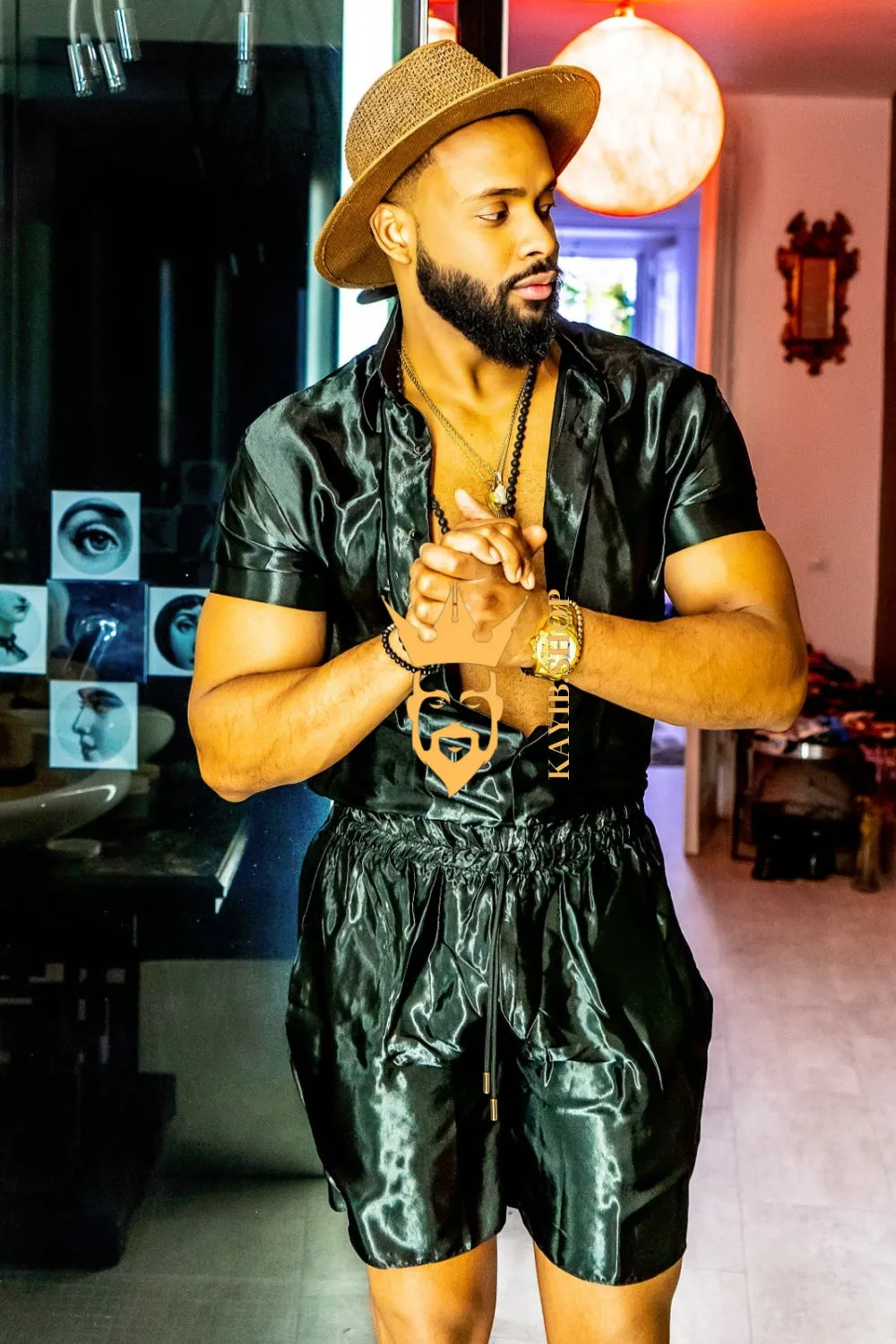 Black Men's Satin Silk Set - Elevate Your Style with Comfort and Elegance