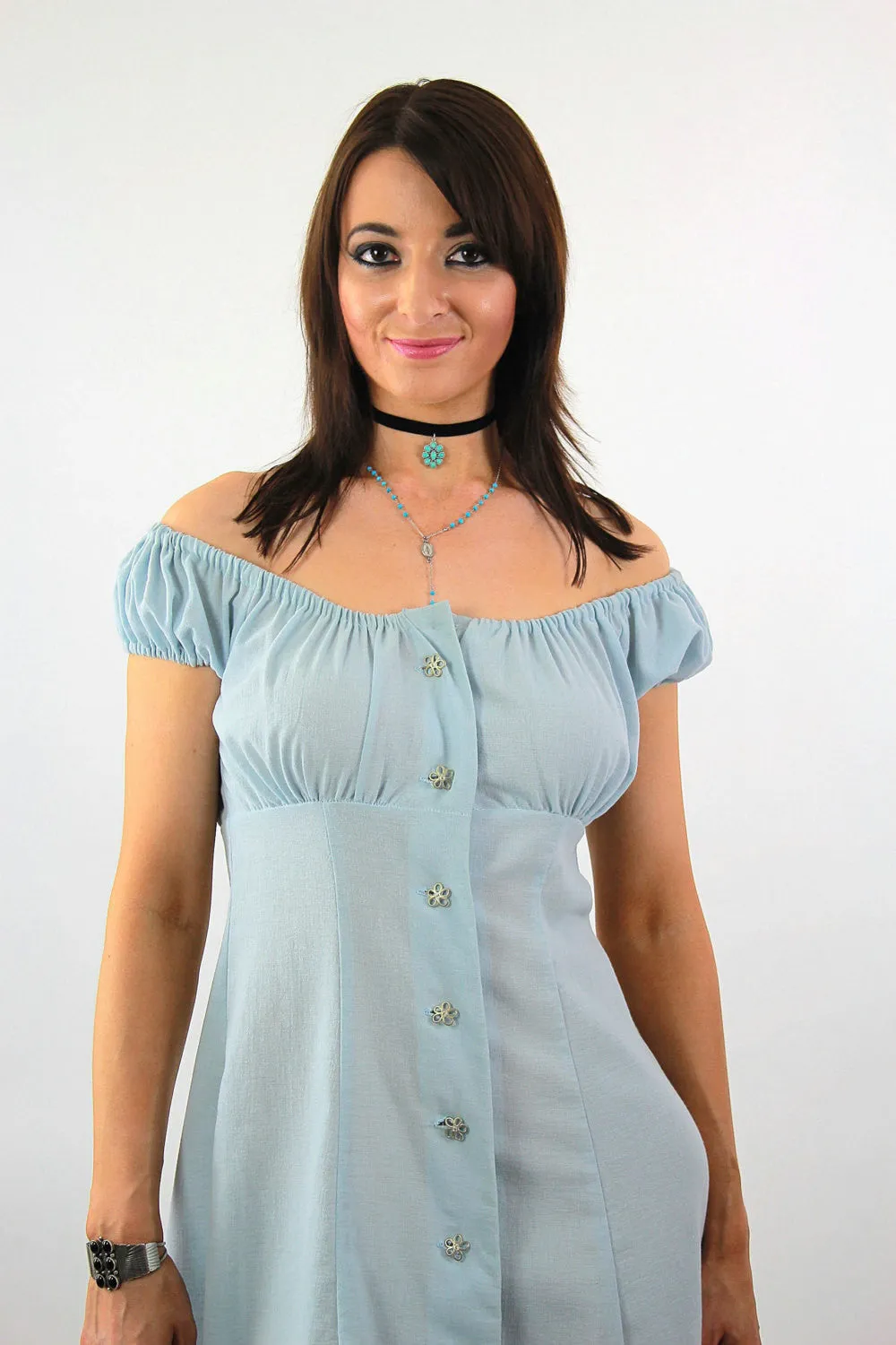 Boho off shoulder button up mini dress