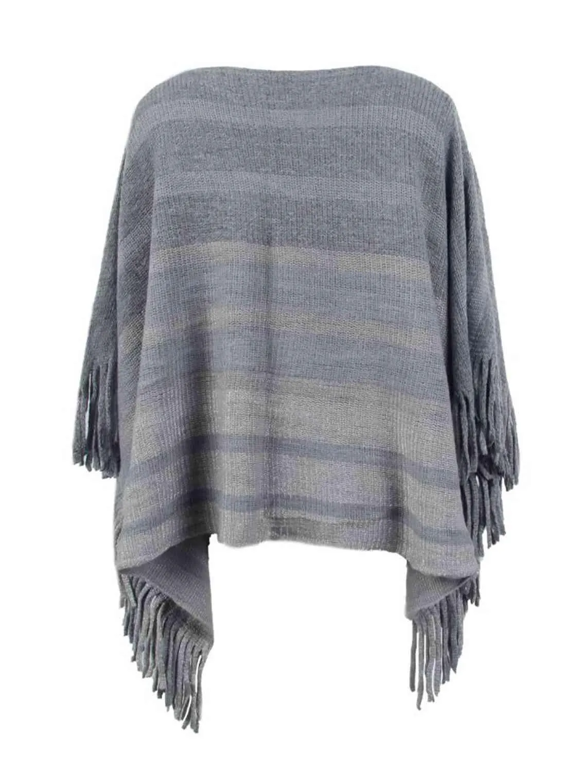 Boho Vibe Boat Neck Fringe Poncho