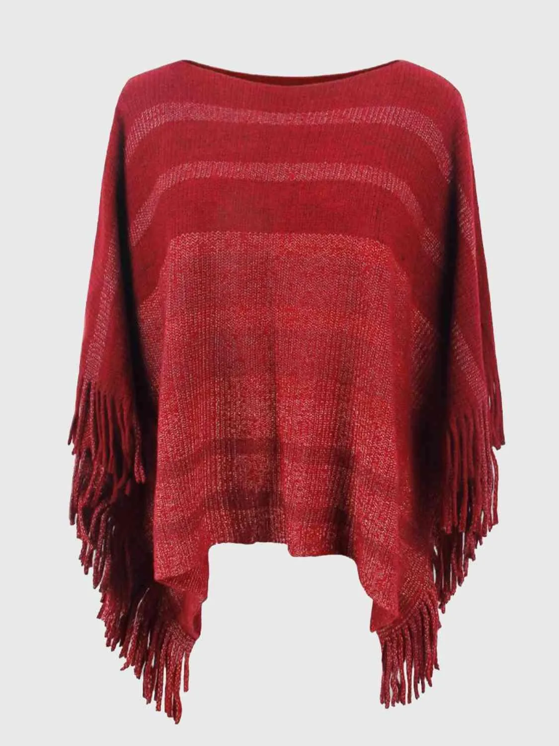 Boho Vibe Boat Neck Fringe Poncho