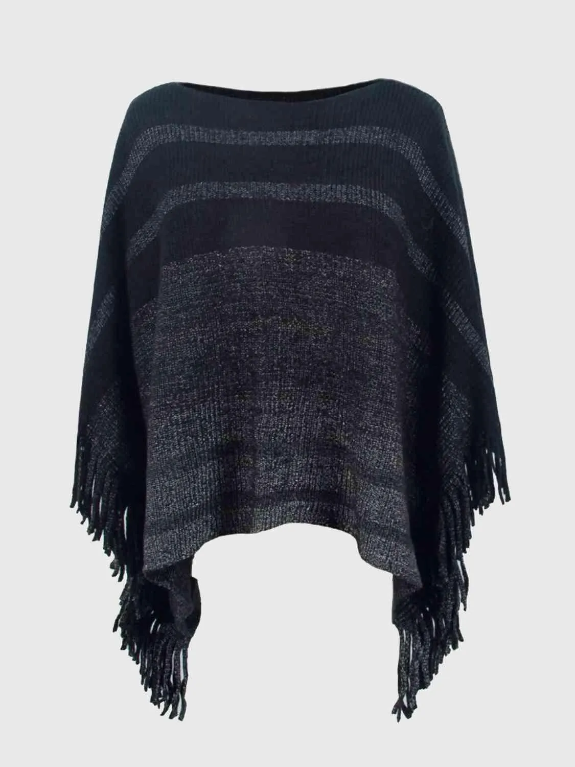 Boho Vibe Boat Neck Fringe Poncho