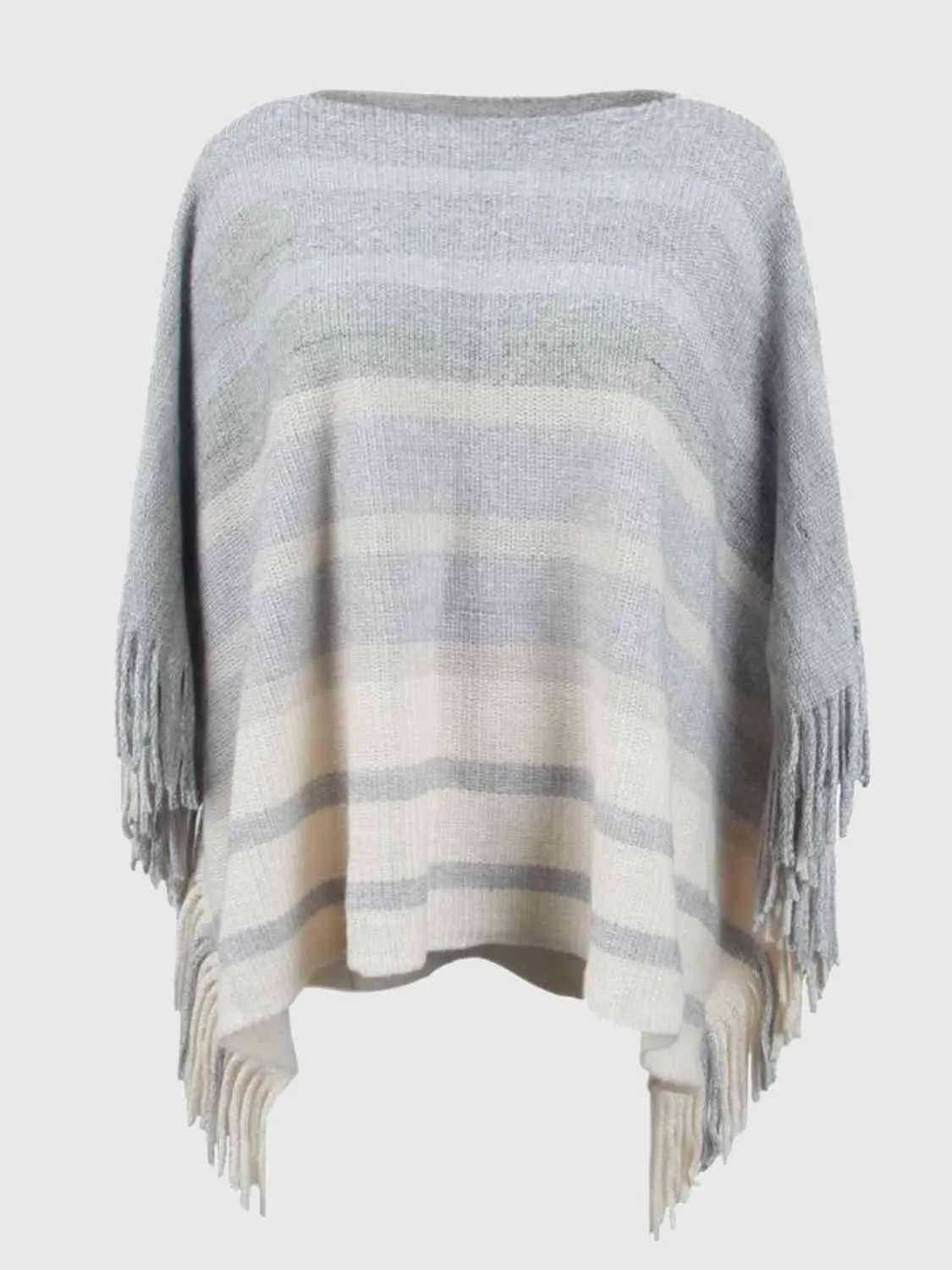 Boho Vibe Boat Neck Fringe Poncho