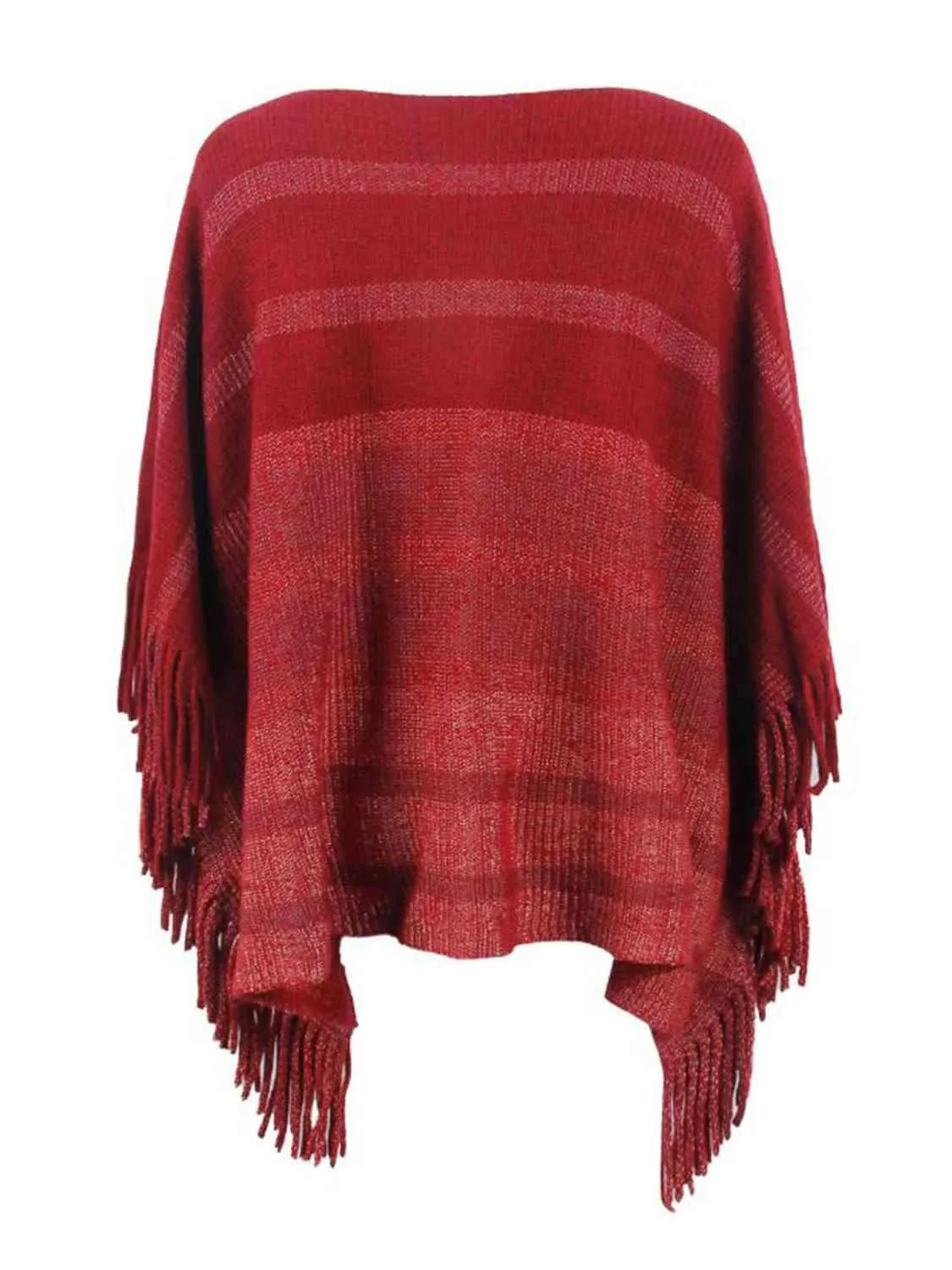 Boho Vibe Boat Neck Fringe Poncho