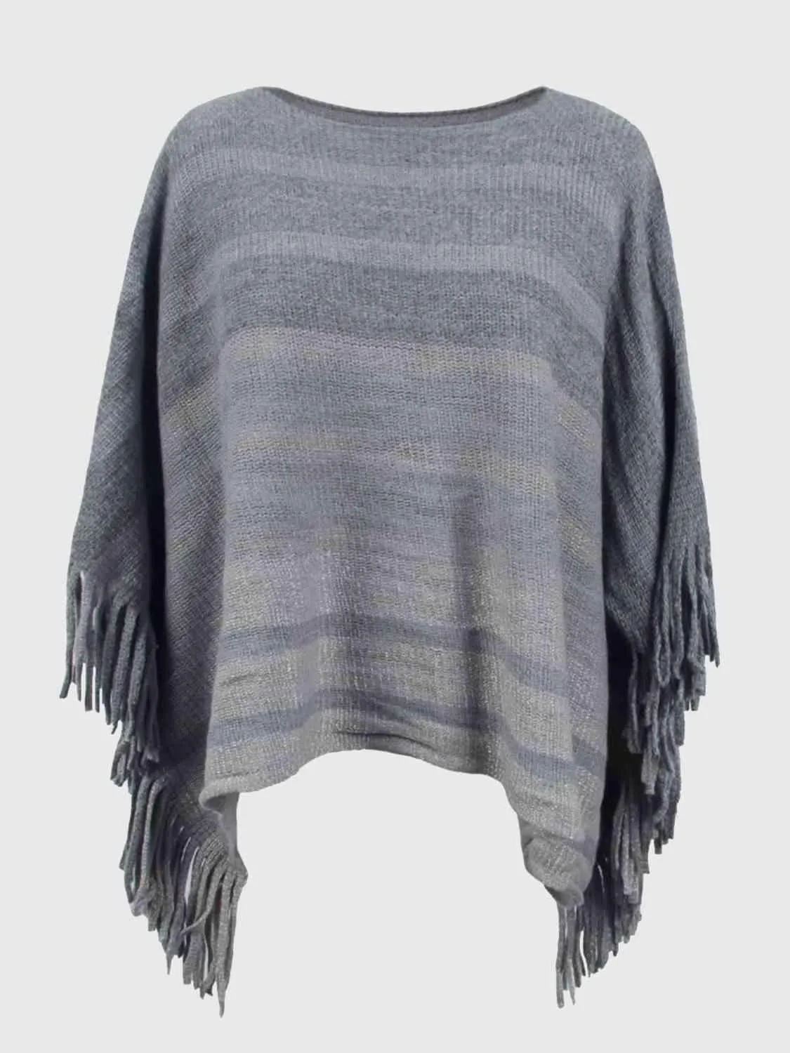 Boho Vibe Boat Neck Fringe Poncho