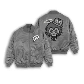 Bomber Jacket - Gray Satin Gray Wolf