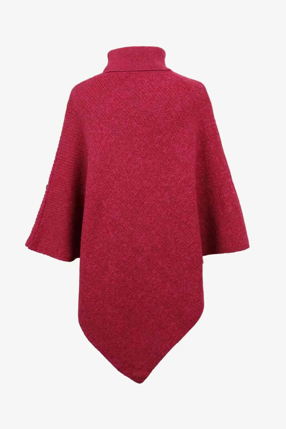 Cozy Fashionista Buttoned Turtle Neck Poncho