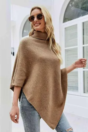 Cozy Fashionista Buttoned Turtle Neck Poncho