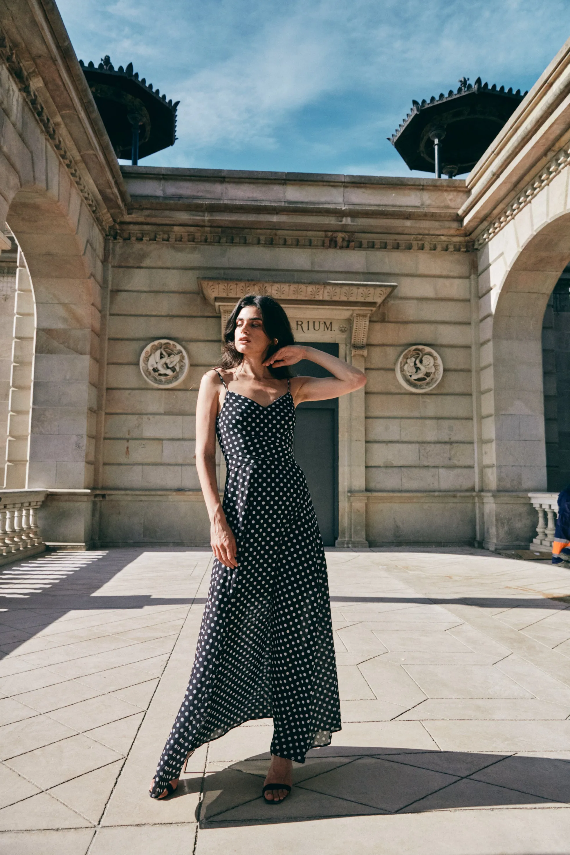 DOTS PRINTING SLIP DRESS