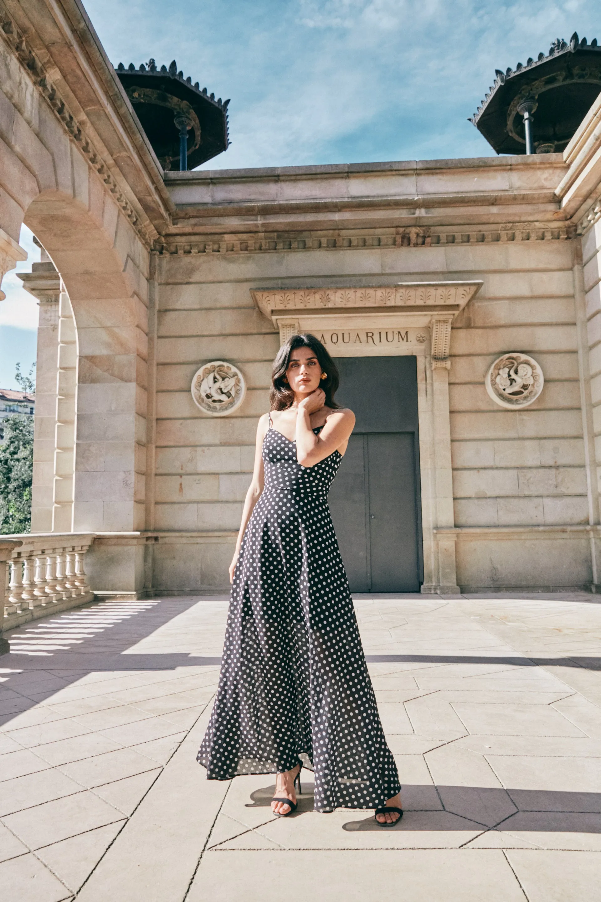 DOTS PRINTING SLIP DRESS