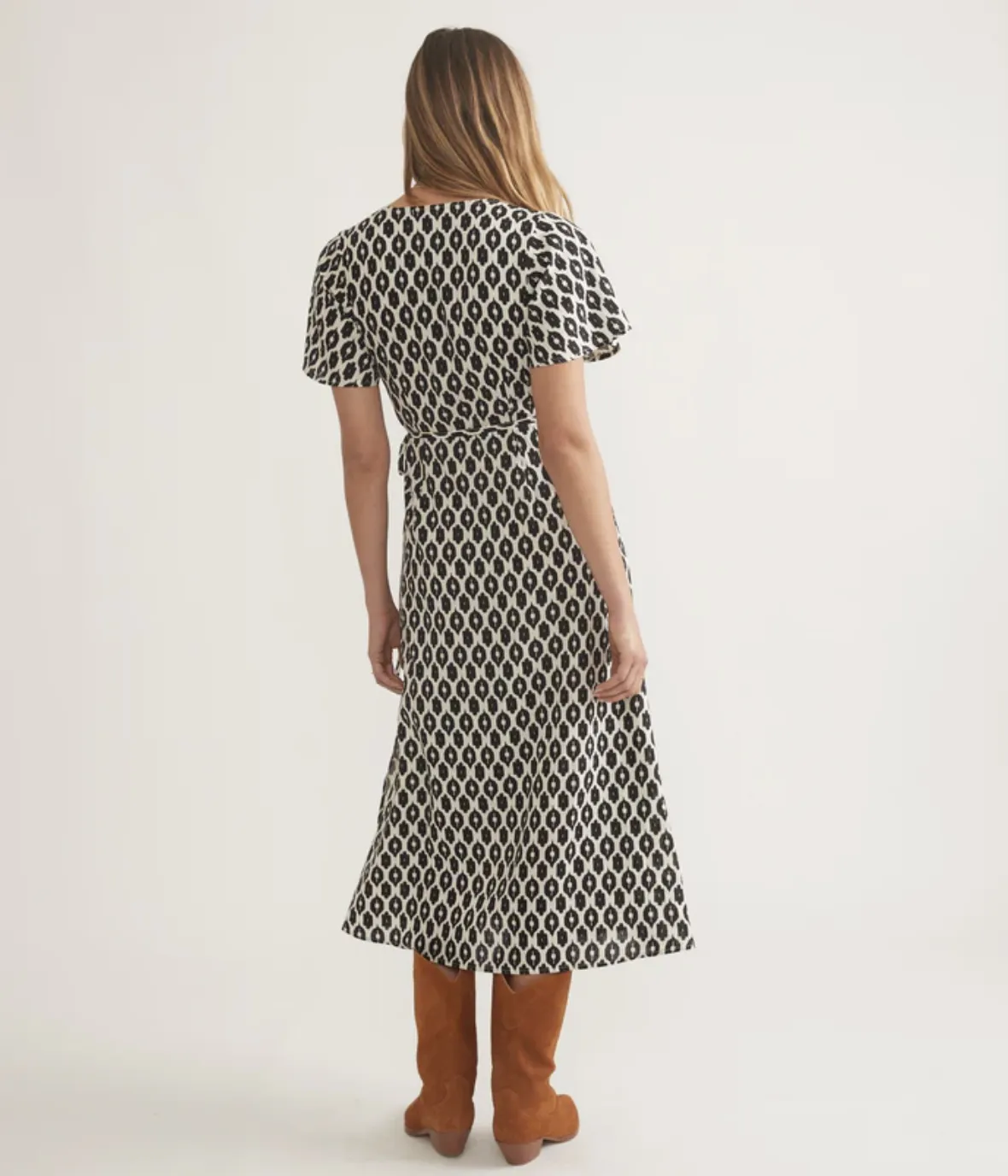 Emlyn Midi Dress - Black/White Ikat