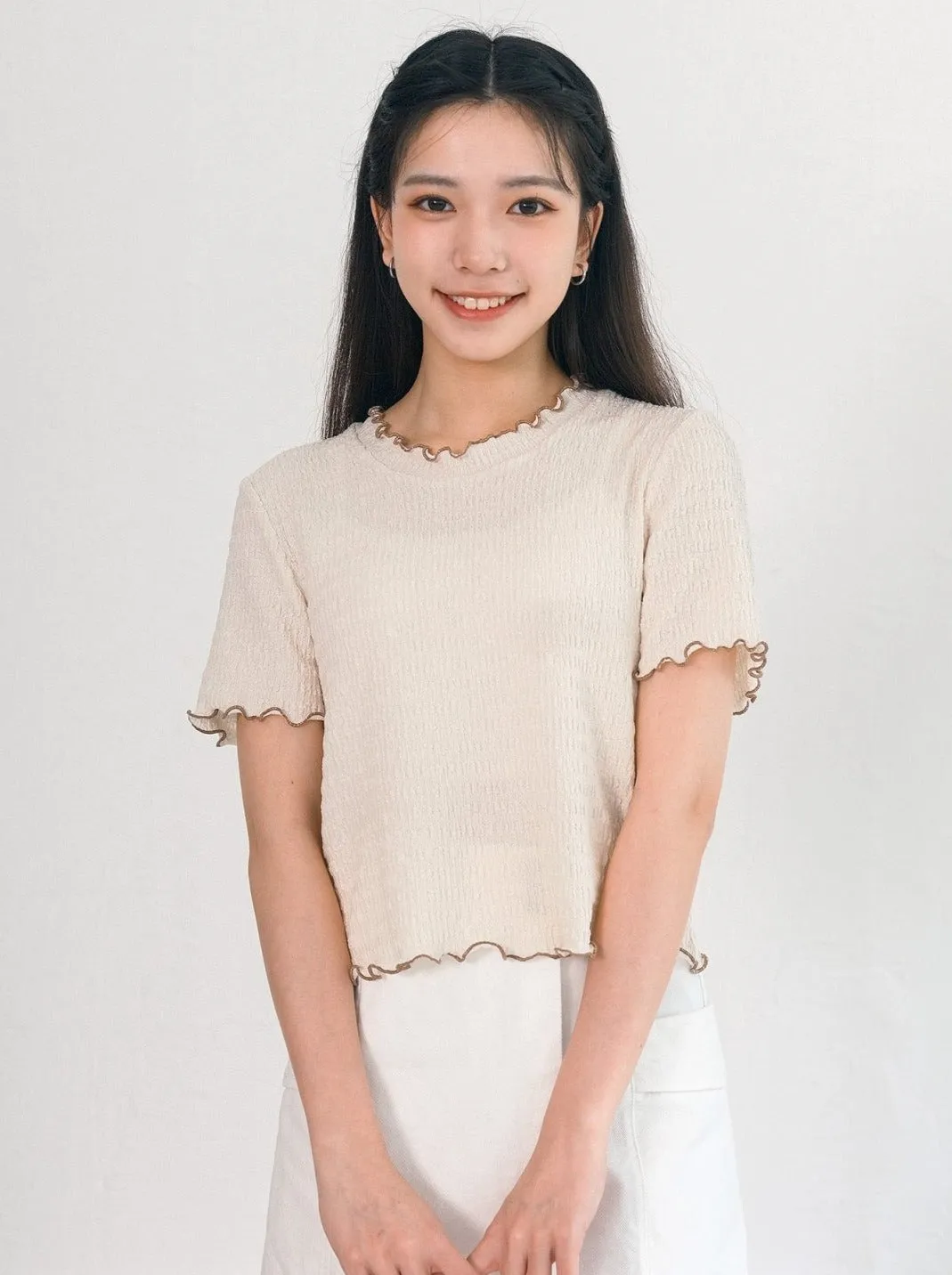 Eve Soft Wrinkle Ruffle Tee*