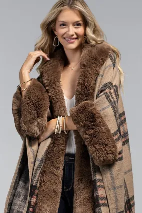 Fur Hooded Heavy Poncho