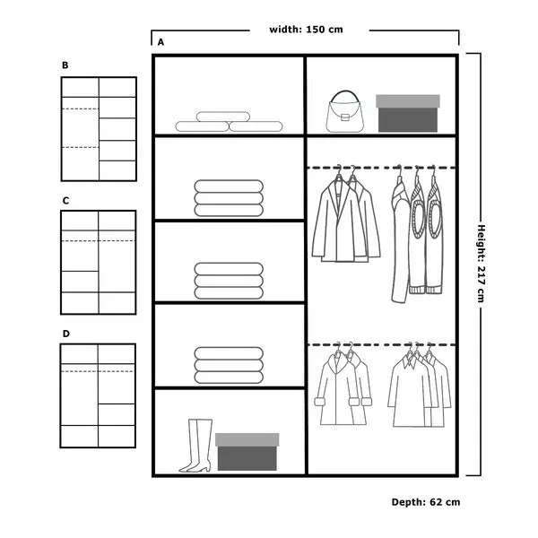 Georgia Full-Size Curved Mirror Wardrobe