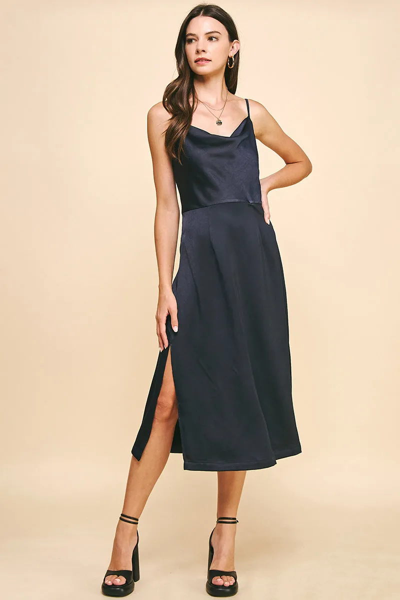 Gianna Slip Dress - Shimmering Navy