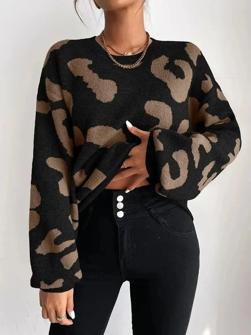 Grote trui met dierenprint
