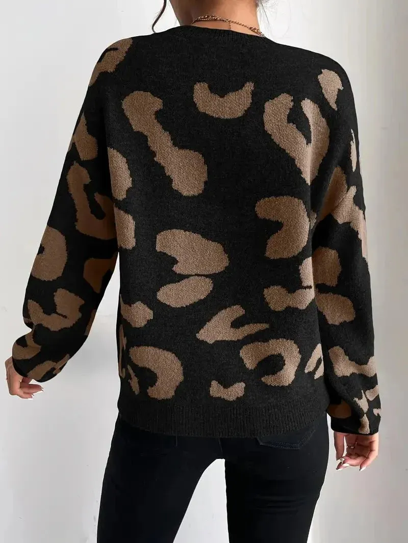Grote trui met dierenprint