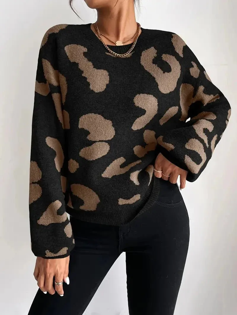 Grote trui met dierenprint