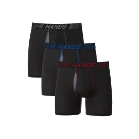 Hanes Total Support Pouch Men's Pack, Anti-Chafing, Moisture-Wicking Underwear with Cooling (Trunks Available), Boxer Brief-Black, Medium