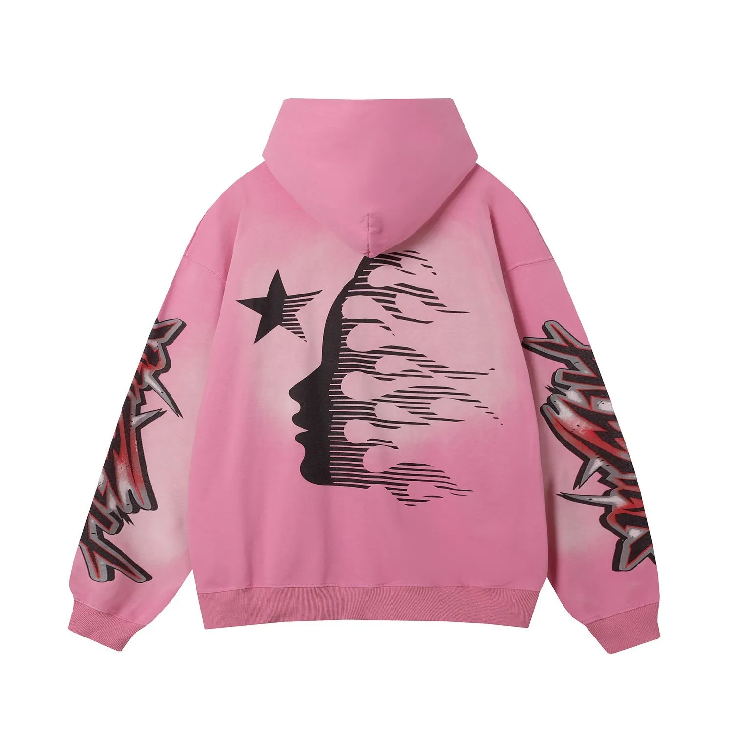Hellstar Hoodie Flame Vintage Print Loose