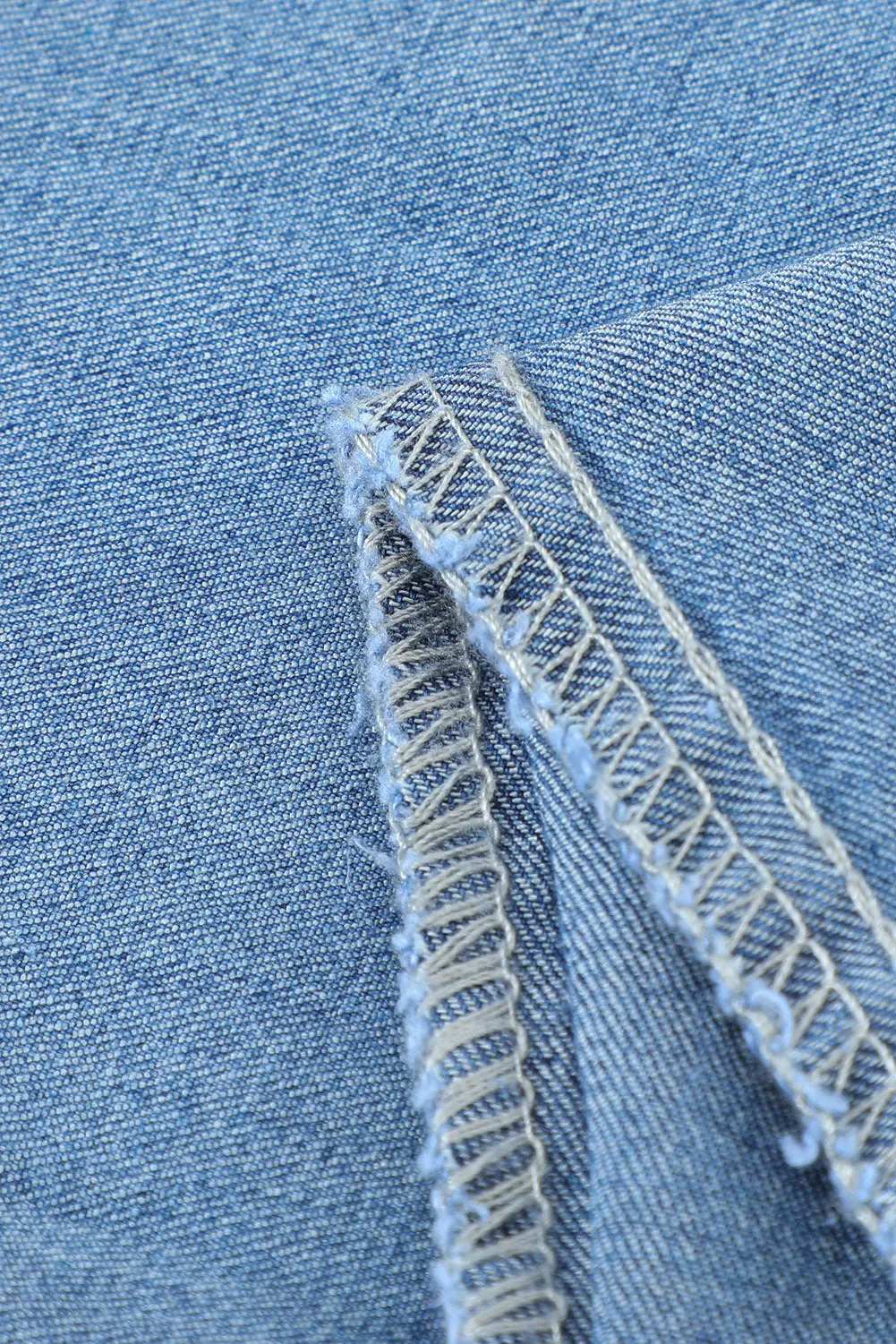 High Waist Raw Hem Button Ripped Flare Jeans