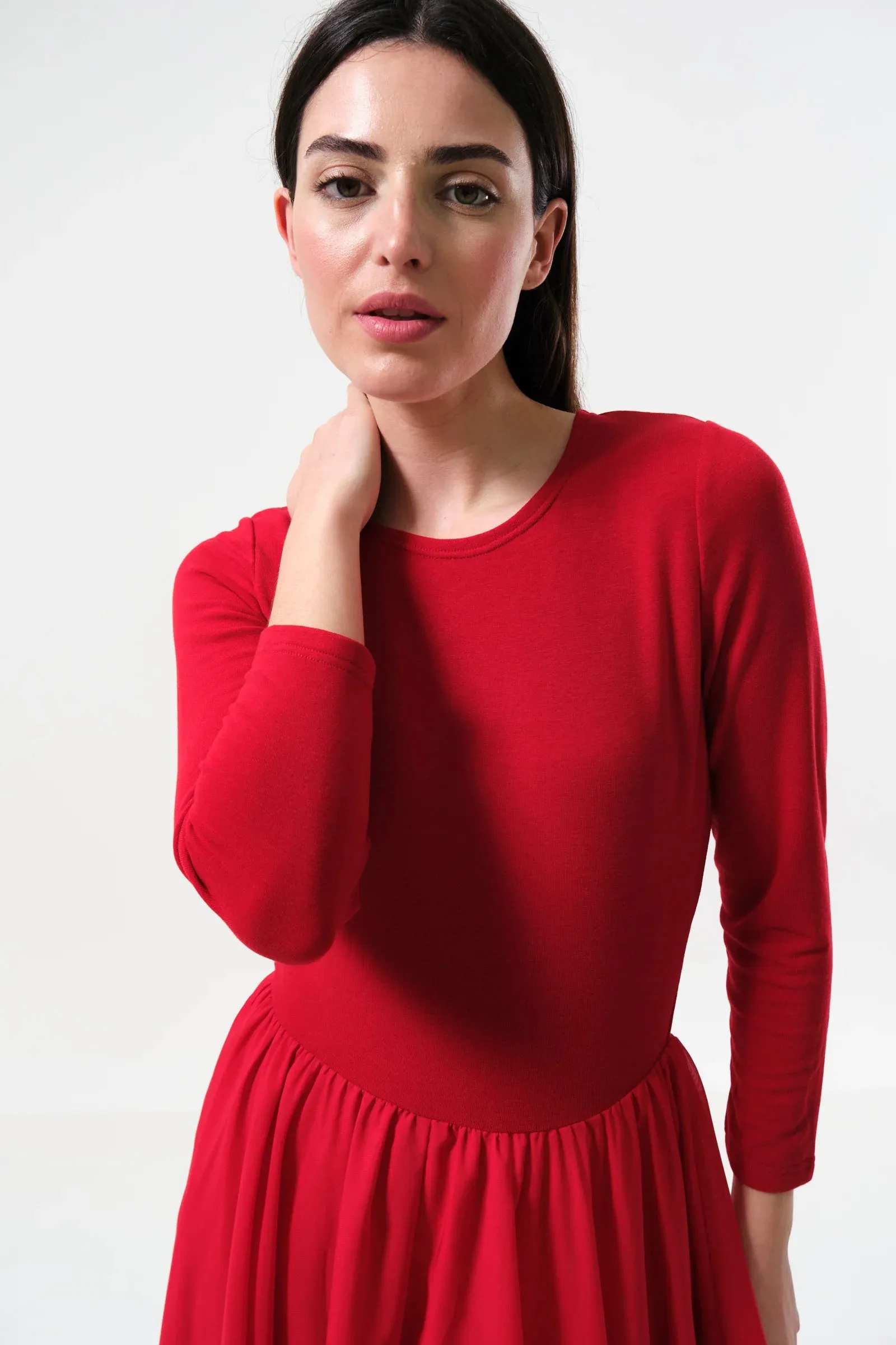 Huxley Ballerina Style Maxi Dress - Red
