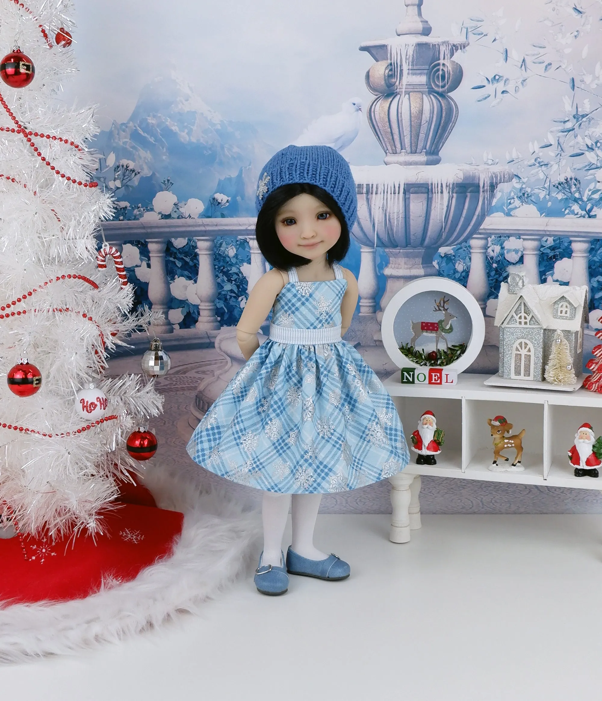 Icy Snowflakes - dress and sweater set with shoes for Ruby Red Fashion Friends doll
