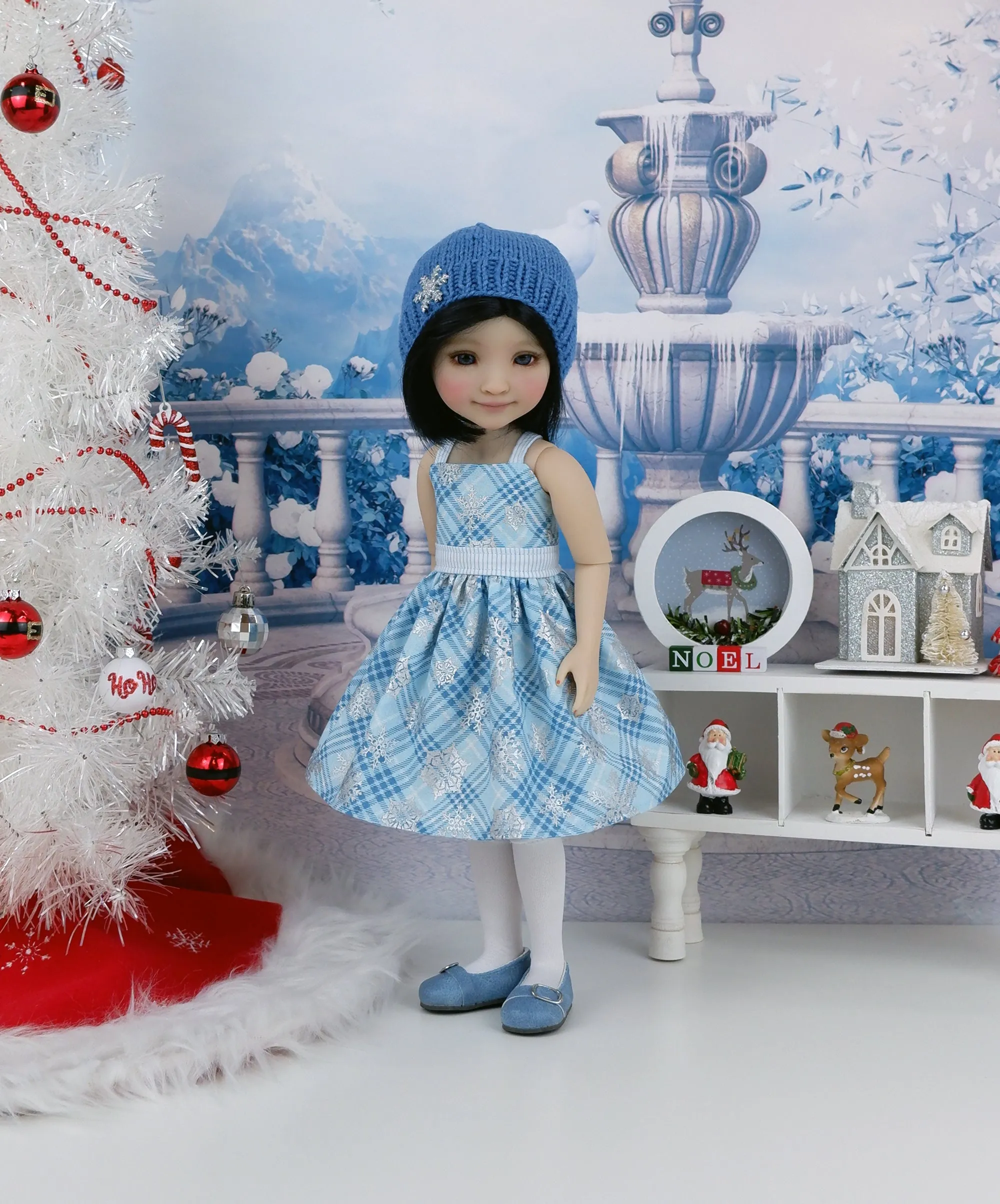 Icy Snowflakes - dress and sweater set with shoes for Ruby Red Fashion Friends doll