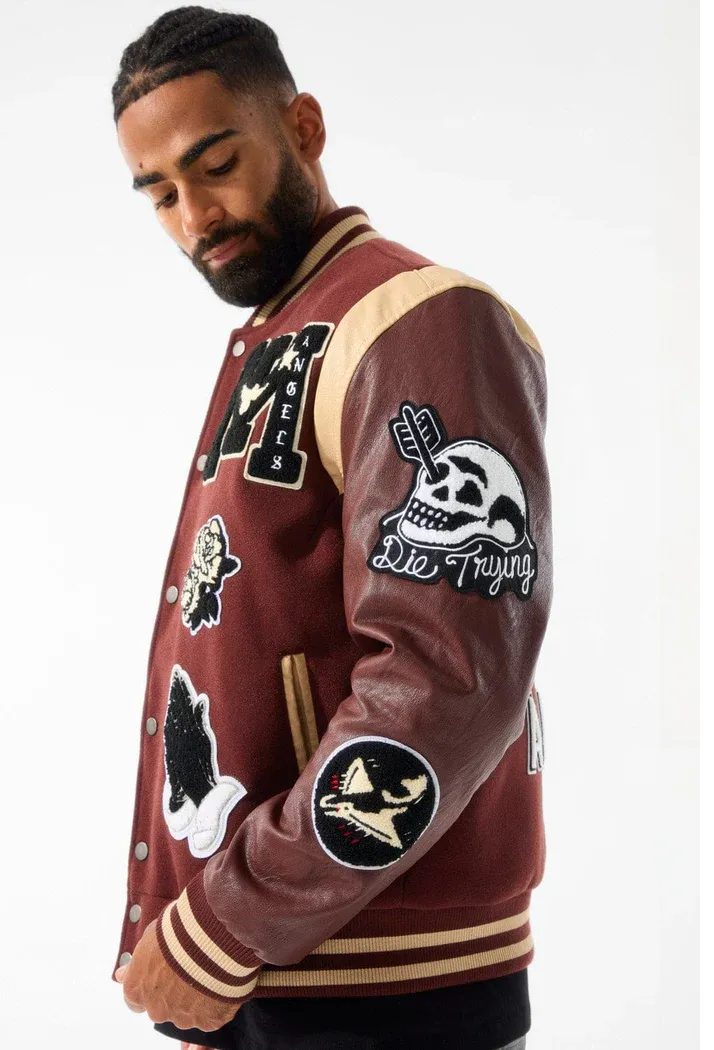 JORDAN CRAIG FALLEN ANGELS VARSITY JACKET (CHOCOLATE)