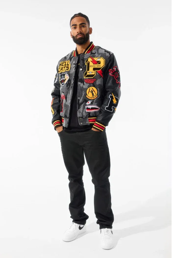 JORDAN CRAIG HELLCAT VARSITY JACKET (BLACK CAMO)