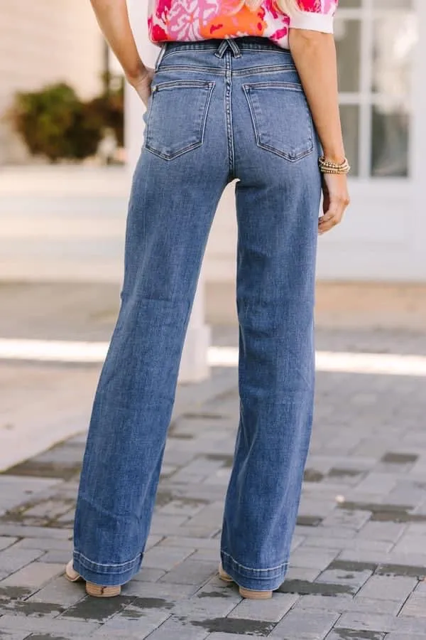 Judy Blue Plus Size High Waist Double Button Wide Leg Jeans /Stuffology Boutique