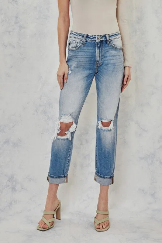 Kancan High Rise Cuffed Mom Jeans