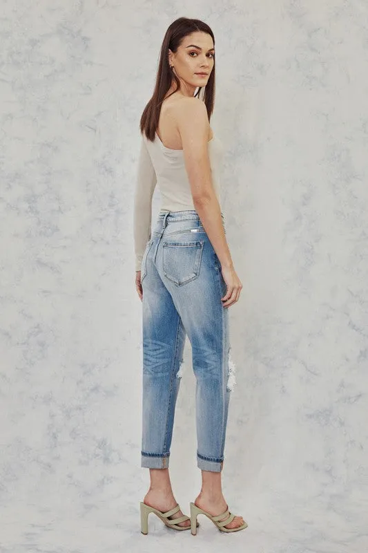 Kancan High Rise Cuffed Mom Jeans