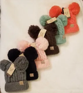 Kids Solid Double Pom CC hat- additional colors