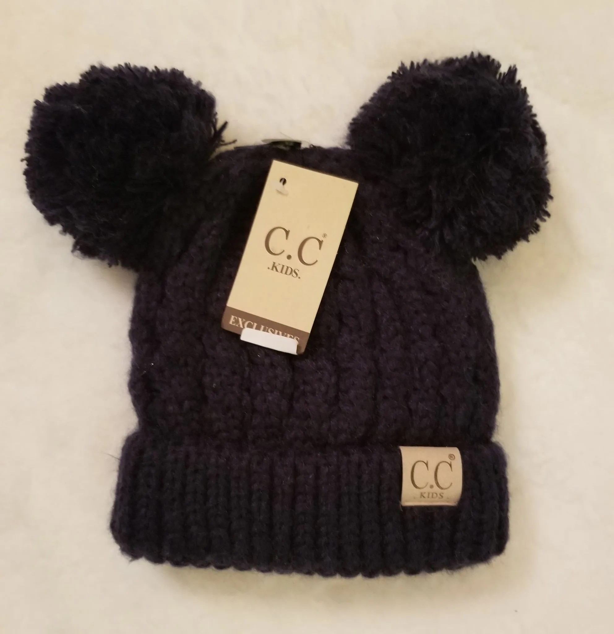 Kids Solid Double Pom CC hat- additional colors
