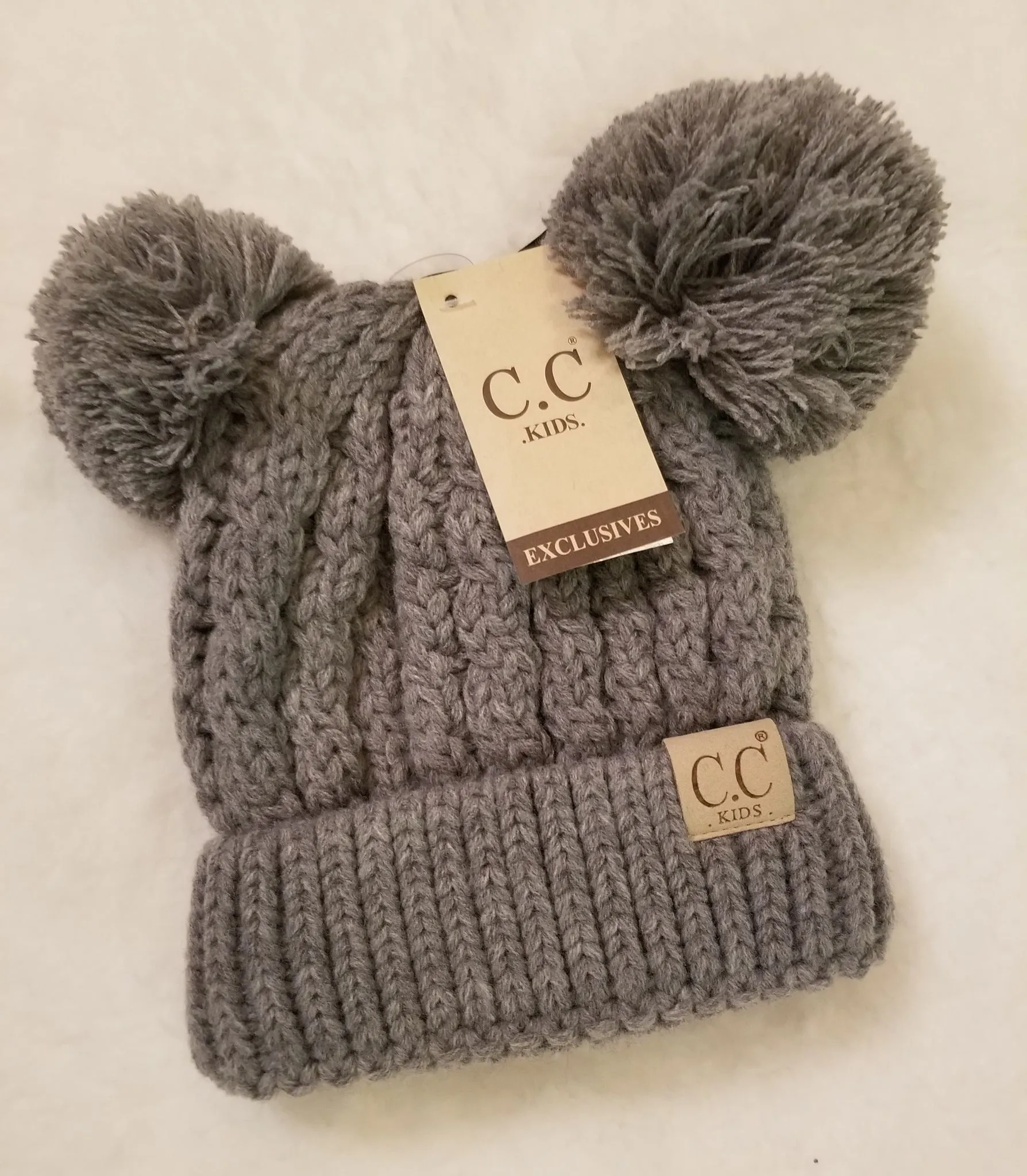 Kids Solid Double Pom CC hat- additional colors