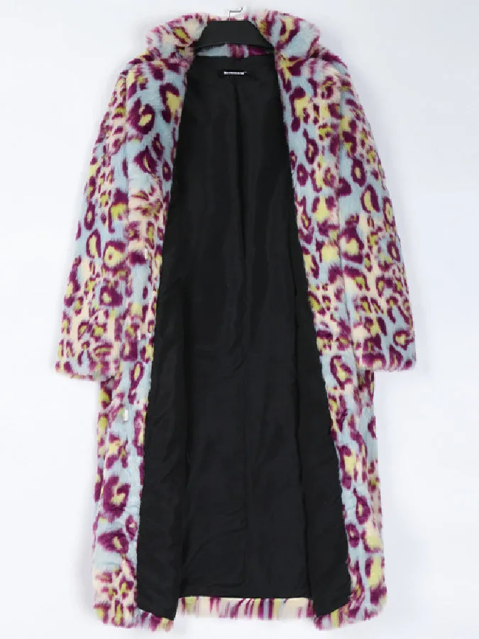 Leopard Faux Fur Long Coat　X564