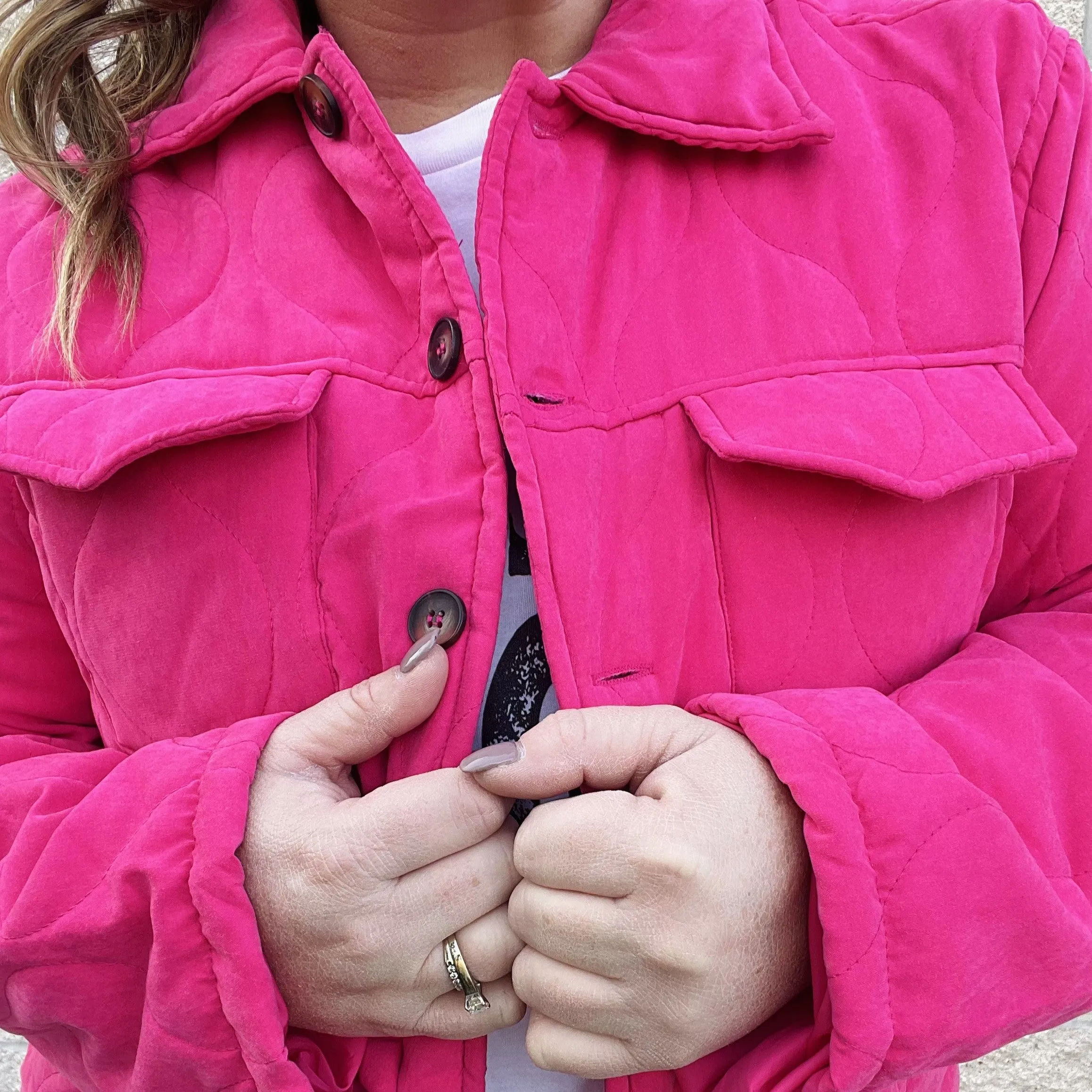 Lightweight Quilted Button Jacket