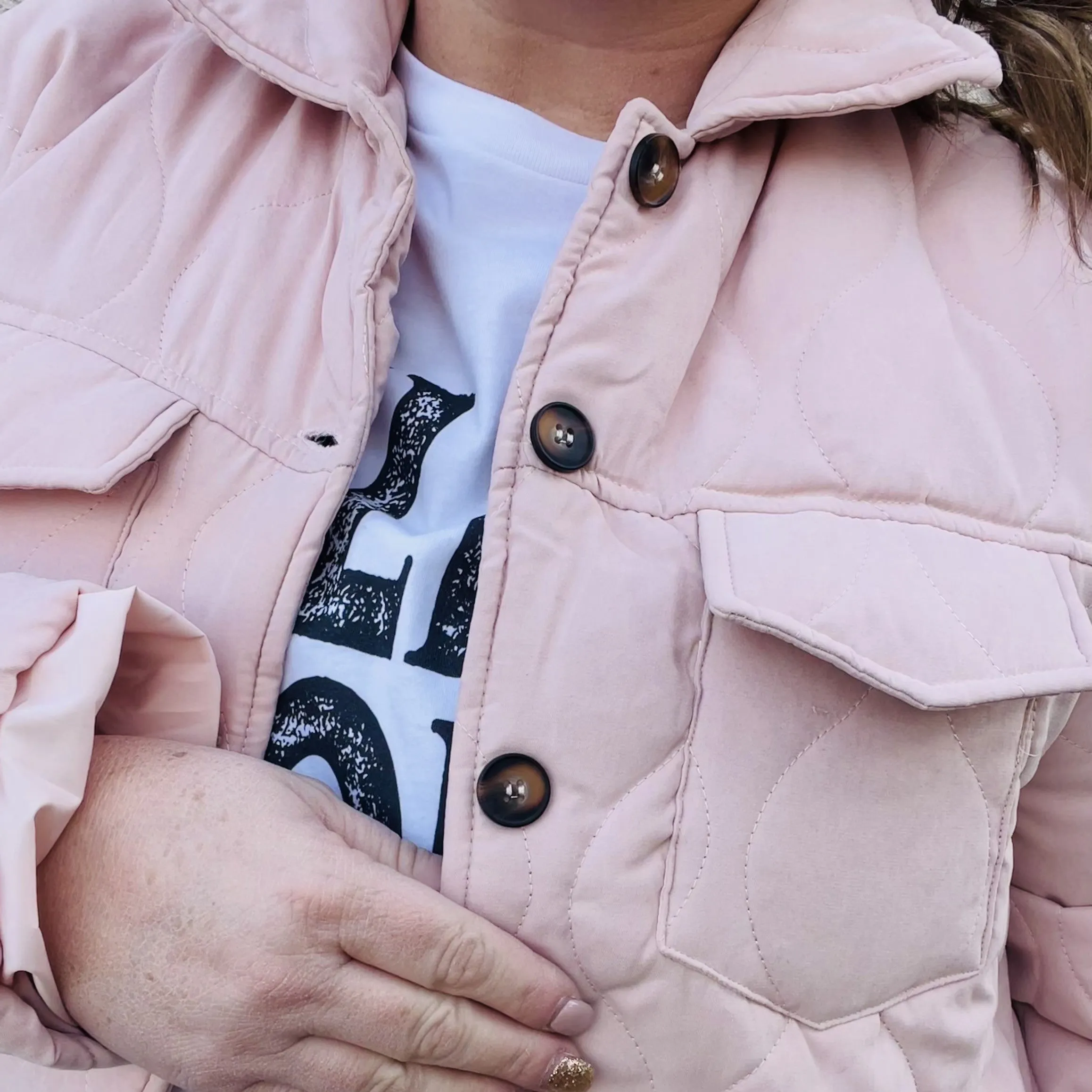Lightweight Quilted Button Jacket