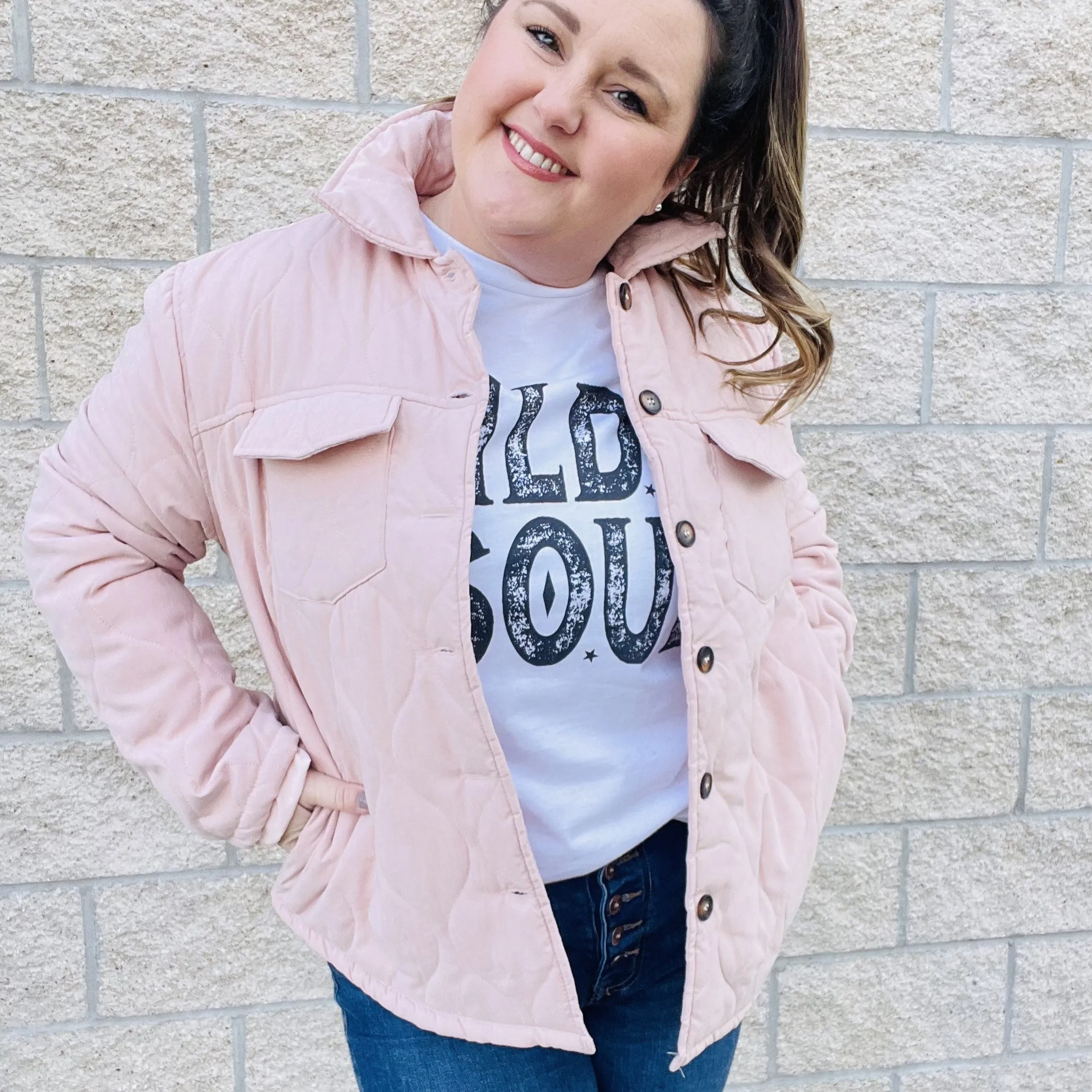 Lightweight Quilted Button Jacket