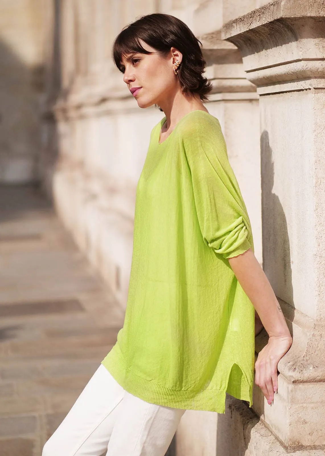 Lucia Flamed Linen Summer Sweater // 4 Colors
