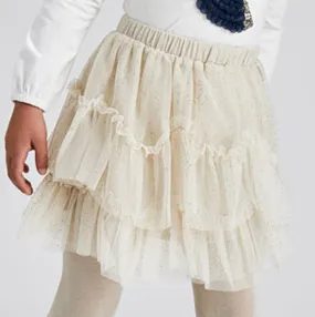 Mayoral Almond Tulle Glitter Skirt