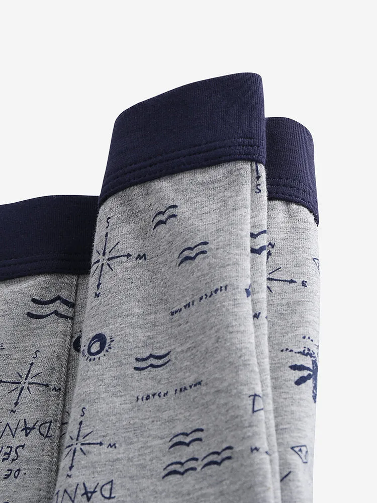 Men's Cotton Anchor Print Boxer Briefs - Comfortable & Funny Underwear